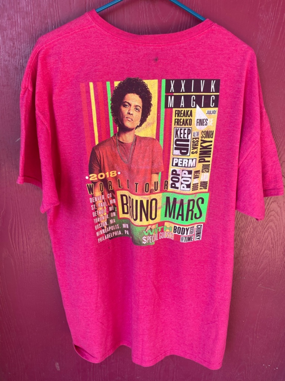Bruno Mars 2018 world tour Tour Graphic Tee - red  concert